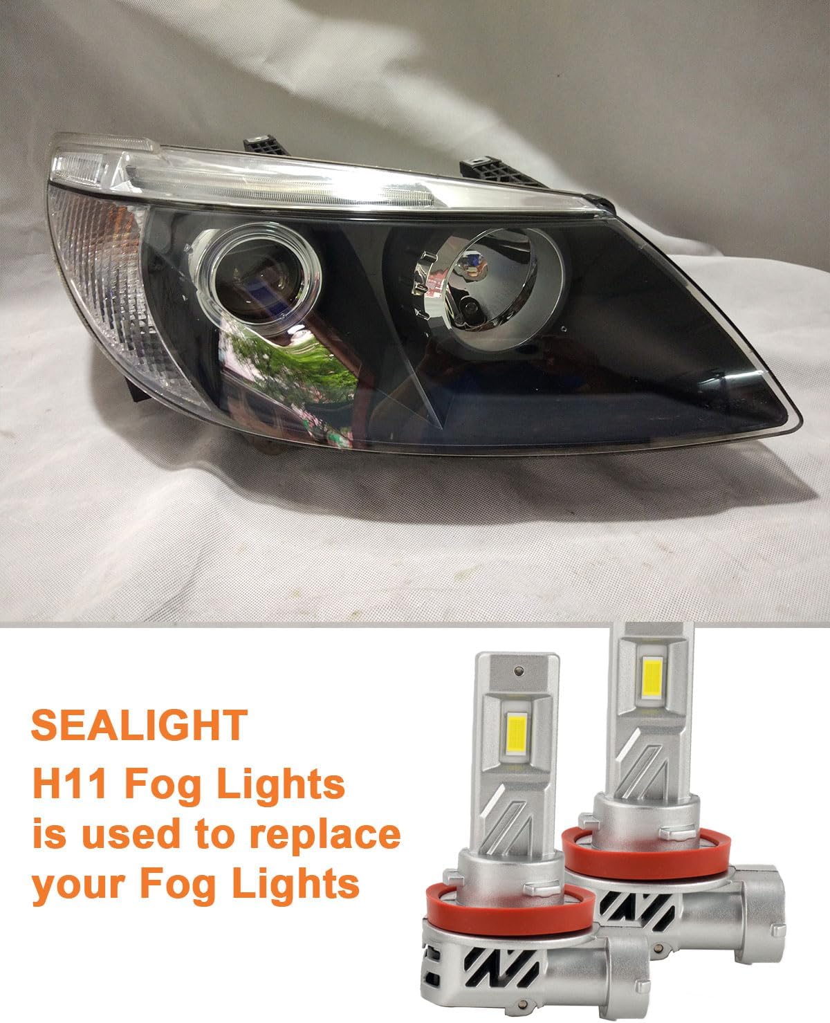 SEALIGHT H11 led ヘッドライト h11led 車用 Hi/Lo ライト 車検対応 1：1ミニサイズ 700%アップ チップ ファン付き キャンセラー内蔵 車/バイク 40W 6500K 2個入り