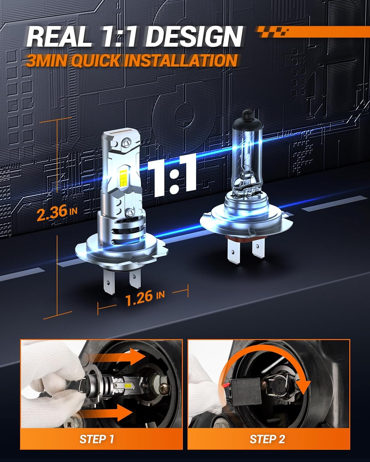 SEALIGHT H7 led ヘッドライト h7led 車用 Hi/Lo ライト 車検対応 1：1ミニサイズ 700%アップ チップ ファン付き キャンセラー内蔵 車/バイク 40W 6500K 2個入り