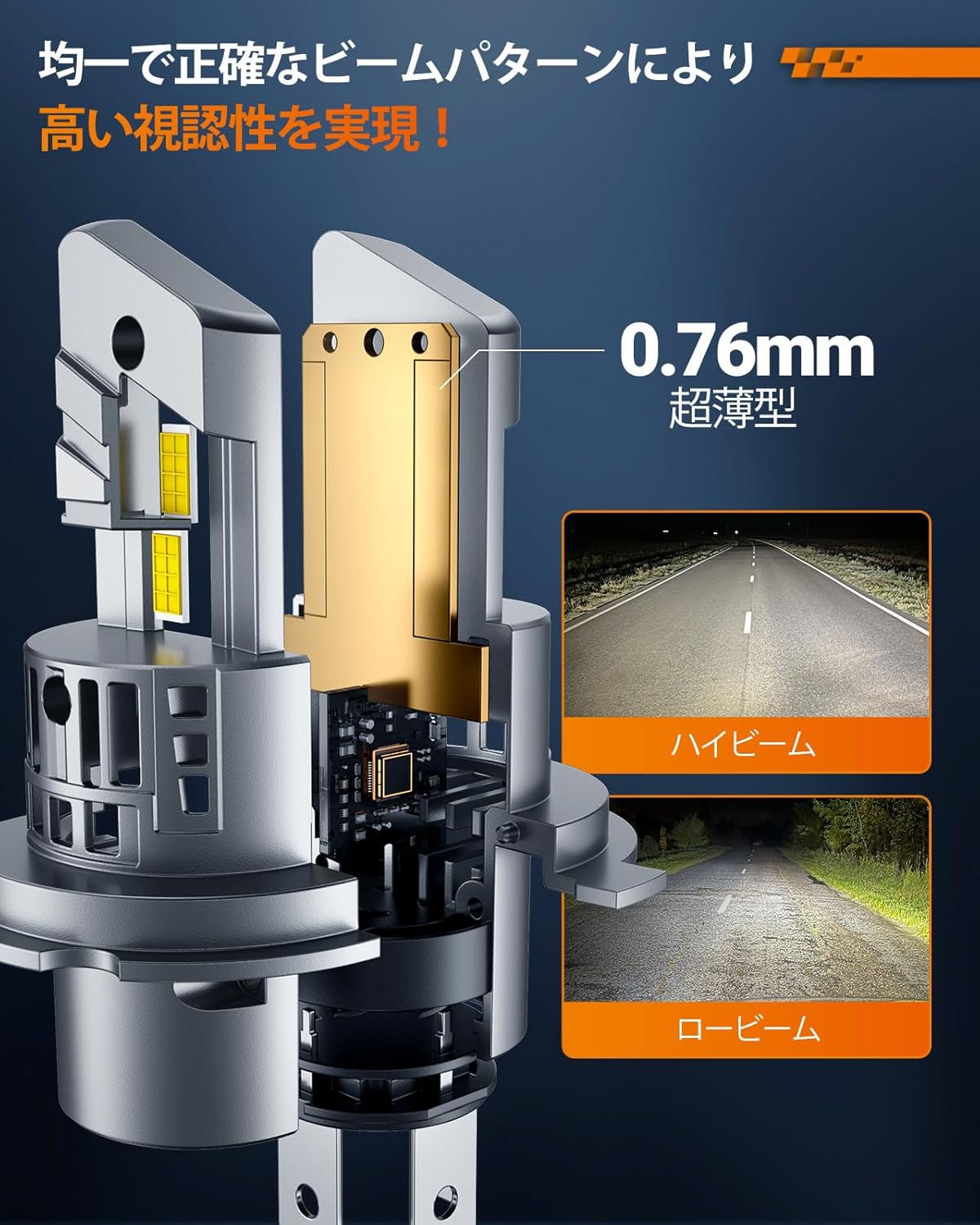 SEALIGHT 2024最新 h4ledヘッドライト 20000LM h4 led 爆光 車 ライト 1：1ミニサイズ 600%アップ7535CSP チップ ファン付き キャンセラー内蔵 車/バイク 車検対応 60W 6500K HB2